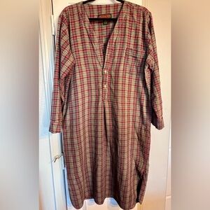 Flyshacker Vintage Men’s Plaid Flannel Sleep Shirt Nightgown Size Medium